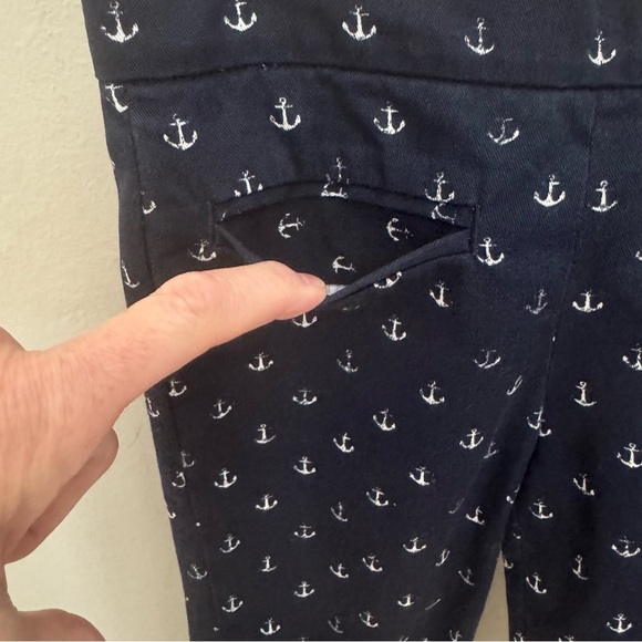 CREWCUTS Anchor Print Capri Pants Blue & White 100% Cotton Adjustable Waist 6 - Picture 7 of 16